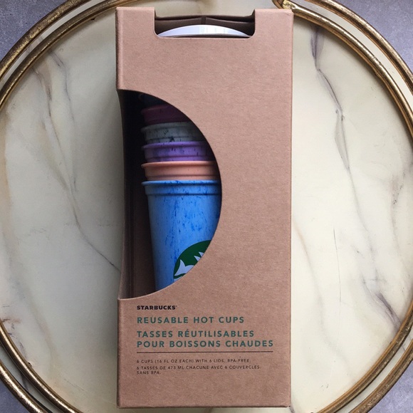 Starbucks Other - NEW 2019 Starbucks Reusable Hot Cups 6 with Lids